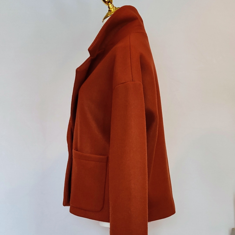 Elodie Cropped Peacoat In Rust/Brown Size X Small Fit Is Oversized - Picture 3 of 5